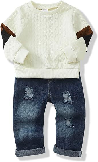 XUANHAO Baby Boy Clothes Infant Toddler Boy Outfits 12 18 24 Months 2T 3T 4T 5T Jeans Pants Clothing Set Fall Winter Clothes