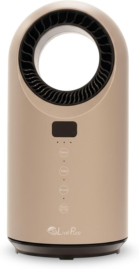 LivePure LP2200 Turbine Vortex Auto-Duster Ceramic Heater – 1500W, Remote Control, 12-Hour Timer Digital Thermostat, 60° Oscillation, Indoor Space Heater for Home, Bedroom & Office, Taupe
