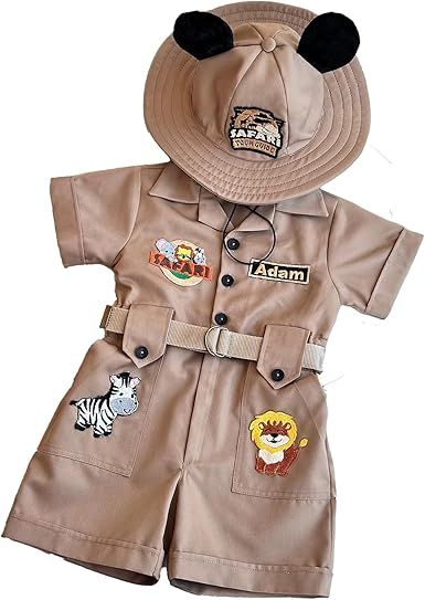 Personalized Handmade Safari Explorer Costume for Toddler - Zoo Keeper Jumpsuit for Kids - Halloween Safari Guide Outfit
