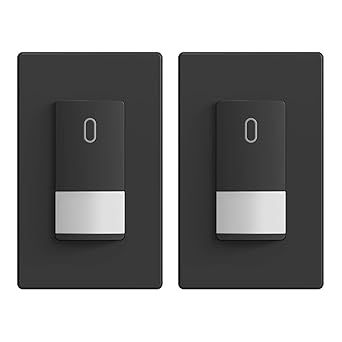 ELEGRP Occupancy Motion Sensor Light Switch, PIR Infrared Motion Activated Wall Switch, No Neutral Wire, Single Pole for CFL/LED/Incandescent Bulb, Wall Plate Included, UL Listed (2 Pack, Matte Black)