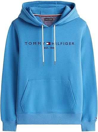 TOMMY HILFIGER Men's Iconic Fleece Embroidered Tommy Logo Pullover Hoodie Sweatshirt Collection 2024, Medium, Black