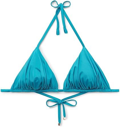 CALZEDONIA Woman's Removable Padding Triangle Swimsuit Top Shiny Satin