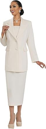 Women Two-Piece Skirt Suit Set | Church Skirt with Button Closure Jacket and Gloves | Choir Uniform by Ben Marc | BM2299