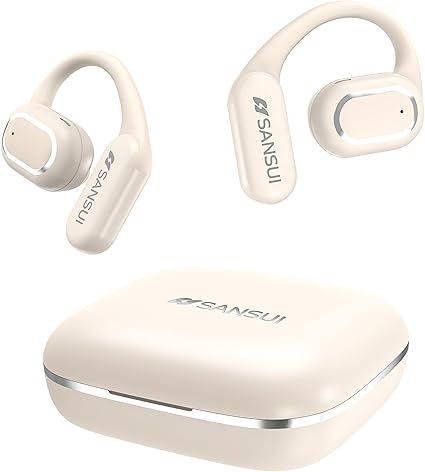 SANSUI AI Translation Earbuds Real Time,6-in-1 Bluetooth 6.0 Language Translator Earbuds,Audifonos Traductores Inglés Español,Translate Ear Buds with 42H Playtime for Travel,Learning(Ivory White)