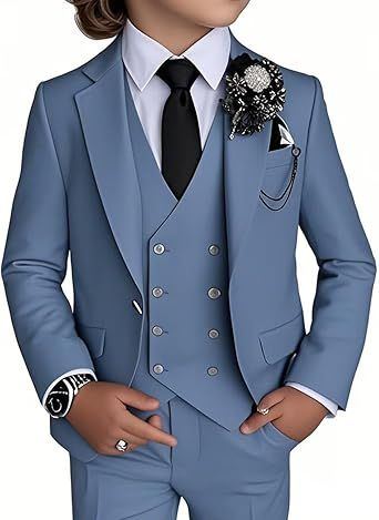Boy's 4 Piece Suit Slim Fit Suit One Button Formal Wedding Suits Prom Dress Suit with Tie