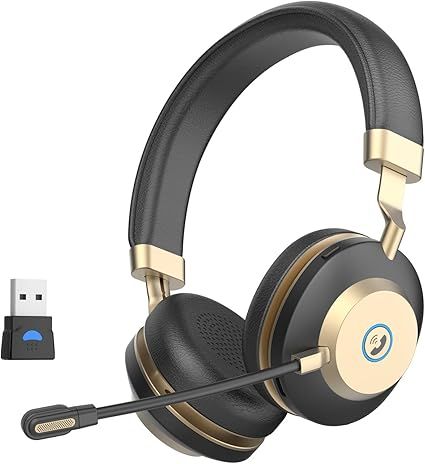 Wireless Headset with Mic for Work, Bluetooth V5.3 Headset with Mic (Noise Cancelling & Mute), Wireless Headphones with USB Dongle for 45H Work from Home/Office/PC/Call Center/Laptop/Teams/Zoom