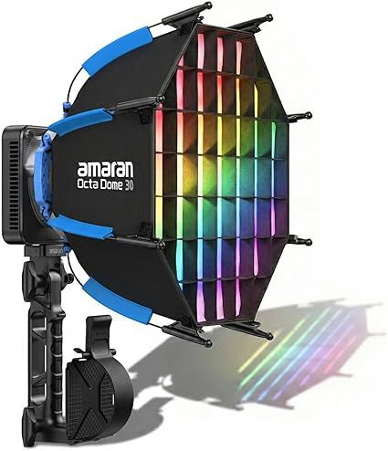 Amaran Ray 120c Full Color COB LED Video Light, 120W Ultra-Compact Travel Light with Octa Dome 30 Softbox, USB-C PD Power, IP54, OmniColor Engine, 2,300K-10,000K, App/NFC Control, Bowens Mount