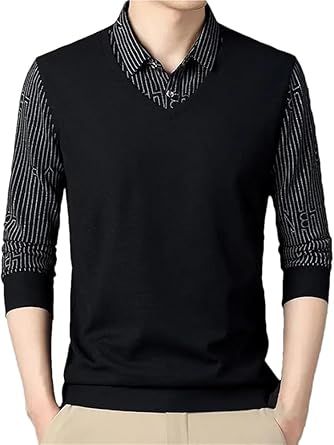 Mens Stretch Cotton Polo Shirts Long Sleeve Breathable Quick Dry Business Golf Athletic Fit Wicking Casual Shirt