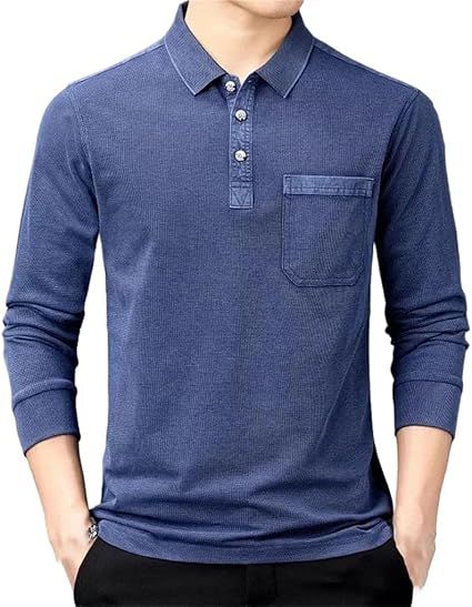 Men Lapel Long Sleeve Polo Shirt Casual Patchwork Pocket Luxury Outdoor Hiking T-Shirt