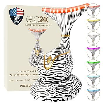 GLO24K Red Light for Face & Neck Beauty Device - 7 in 1 Facial Massager Tool and Neck Care Device for Neckline Care, Face and Neck Massager for Women