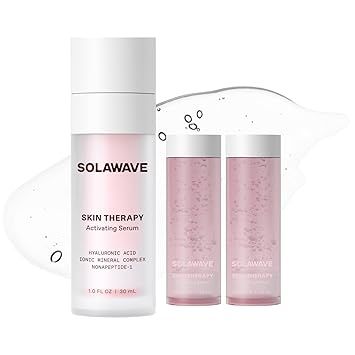 Microcurrent and Red Light Therapy Actvating Serum | For Skincare Wands 3-Pack with 2 Refills | Enhance Facial Skincare Wand Results by Solawave