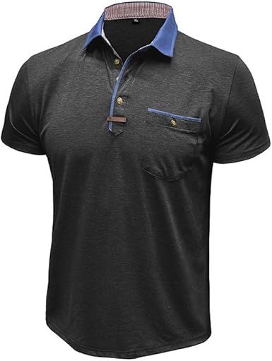 Fashion Men's Sports Short Sleeves Vintage Polyester Lapel T-Shirts Casual Outdoor Breathable Tops