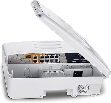 Outdoor Poe Switch with 8 Port Poe+2G Uplink+1SFP Slot, IEEE802.3af/at/bt, All-in-One Box, 60W PoE++, 120W High Power Output, Play & Plug, Fan-Less Unmanaged, AI Watchdog.