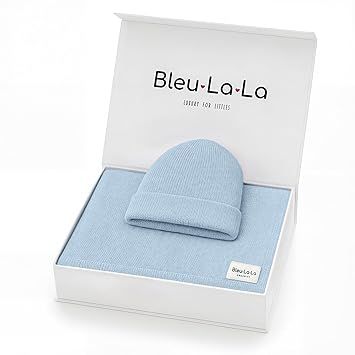 Baby Gift Set - Organic Cotton Newborn Blanket Essentials, Thoughtful Baby Shower & New Baby Gift for Boys & Girls (Luxe - Sky Blue)