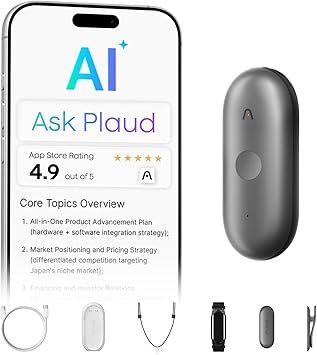 Plaud NotePin S AI Voice Recorder, Wearable AI Notetaker, AI Transcribe & Summarize, Support 112 Languages, 64GB Memory, Audio Recorder for Meetings Interviews with 4 Accessories
