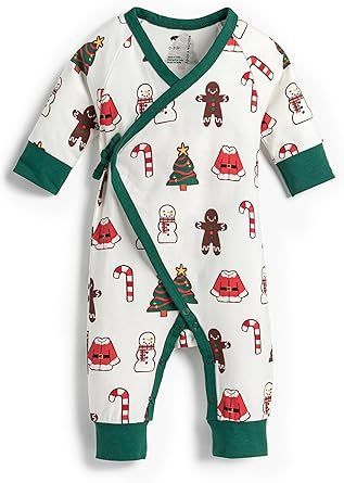 monica + andy Kimono Tie Long Sleeve One Piece, 100% Organic Baby Clothes for Girls & Boys, Preemie, Newborn & Infant