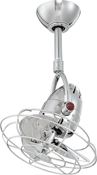 Matthews DI-CR-MTL Diane Damp Rated 90° Oscillating 13" Metal Directional Ceiling Fan with Remote, Best for Small, Awkward Spaces or in Front of HVAC Ducts, Chrome