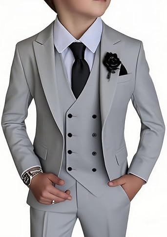 Boy's 4 Piece Suit Slim Fit Suit One Button Formal Wedding Suits Prom Dress Suit with Tie