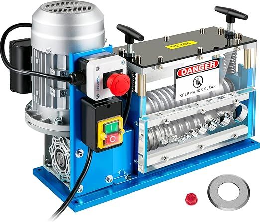VEVOR Electric Wire Stripping Machine, 370W 0.06" - 1.5" Automatic Motorized Cable Stripper w/ 75 Feet/Minute Speed, 11 Channels 10 Blades Strip Machinery, Scrap Handling Tool for Recycling Copper