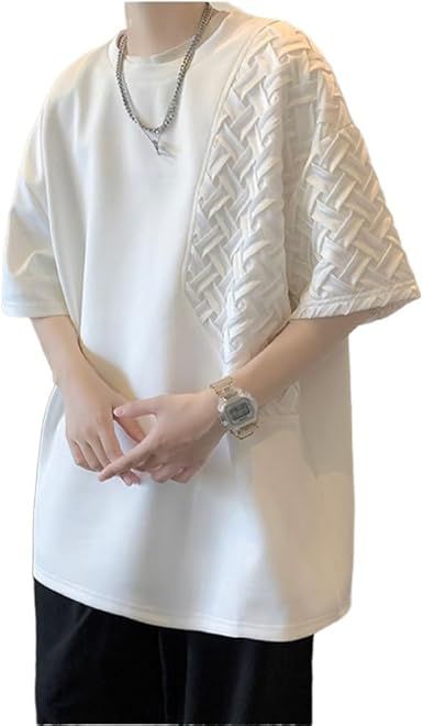 White Short Sleeved T-Shirt for Men's Loose Fitting Half Clothes
