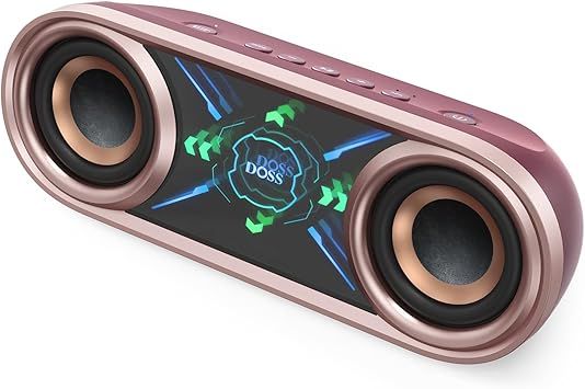 DOSS SoundBox Pro+ P400 Bluetooth Speaker, 50W Stereo Sound with Extra Bass, 26H Playtime, Cool Phantom Mirror Lights, IPX5 Waterproof for Outdoor, Home, Party, and Electronic Gadgets-White