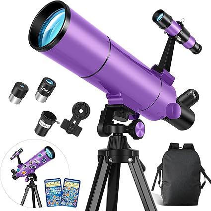 Dianfan Telescope for Kids & Adults, 80mm Aperture 500mm Astronomical Professional Telescope for Adults High Powered, Portable Travel Telescopes for Beginners with Tripod & Adapter, Stickers, Backpack