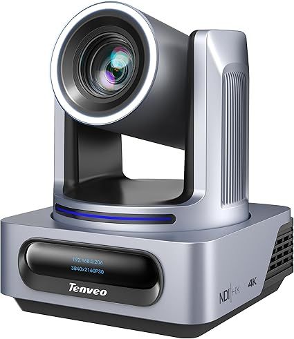 Tenveo 4K NDI PTZ Camera, AI Auto-Tracking, 20X Optical Zoom, 3G-SDI USB3.0 HDMI LAN PoE IP Live Streaming for Church Worship Events Broadcast Video Conference YouTube OBS vMix Zoom Teams