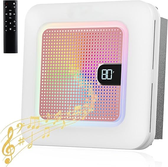 Bathroom Exhaust Fan with Bluetooth Speaker, 230 CFM 1.0 Sone Bathroom Exhaust Fan with Light, 3 Dynamic Light, 7 LED Color, 3 Color Temperatures, Nightlight,Remote, Easy Install (Pink)