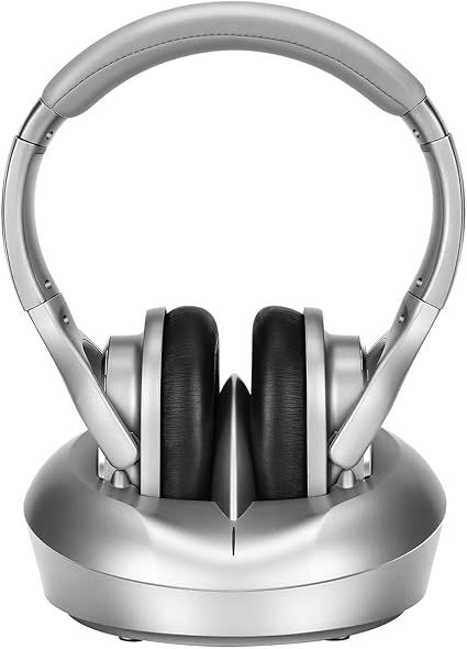 TV Wireless Headphones, Over Ear Headsets with RF Transmitter Charging Dock, Digital Stereo TV Watching Headsets Ideal for Seniors & Hearing Impaired