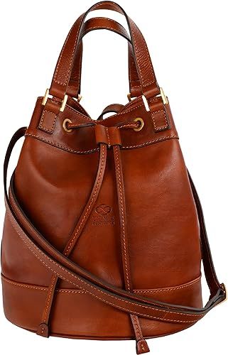 Time Resistance Leather Bucket Bag Full Grain Real Leather Tote Bag for Women