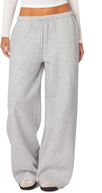 HeSaYep Women's Fleece Lined Sweatpants Winter Warm Wide Leg Sweat Pants Baggy Casual Pants with Pockets