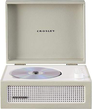 Crosley CR3517A-DU Voyager Retro Portable CD Player with Stereo Bluetooth Speakers and FM Radio, Dune