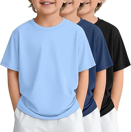 3 Pack Toddler Boys Short Sleeve Shirts Basic Crew Neck Loose Fit Tees Summer Casual Soft Shirts