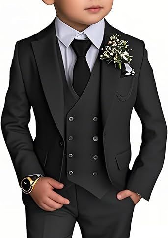 Boy's 4 Piece Suit Slim Fit Suit One Button Formal Wedding Suits Prom Dress Suit with Tie