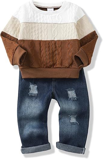XUANHAO Baby Boy Clothes Infant Toddler Boy Outfits 12 18 24 Months 2T 3T 4T 5T Jeans Pants Clothing Set Fall Winter Clothes