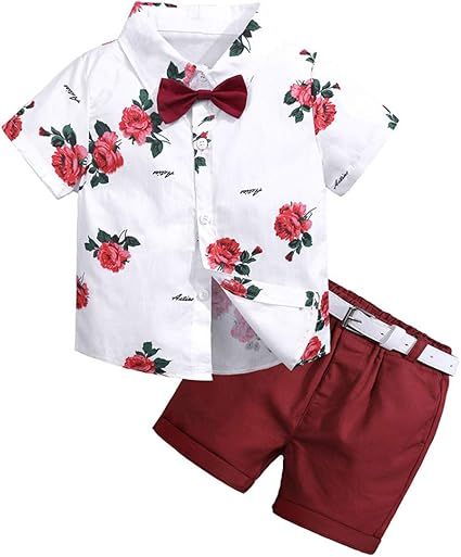 MYGBCPJS 3Pcs Boy Handsome Outfit Set Plaid Shirt + T-Shirt + Suspender Jean Sets