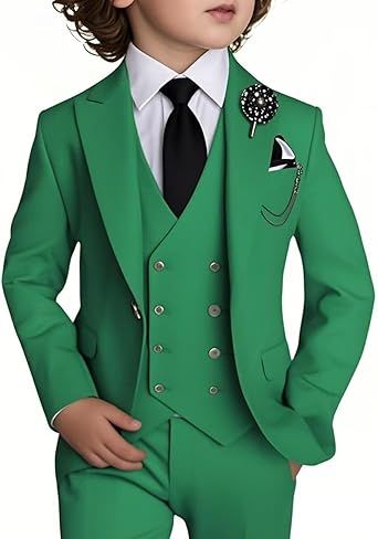Boy's 4 Piece Suit Slim Fit Suit One Button Formal Wedding Suits Prom Dress Suit with Tie