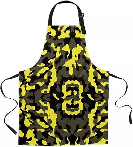 Yellow Printed Kitchen Cooking Baking Aprons Canvas Sleeveless for Women Man Kids Home