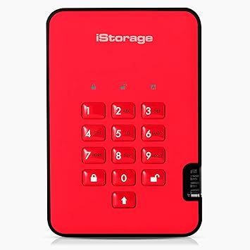 iStorage diskAshur2 HDD 500GB Red | Secure portable hard drive | Password protected | Dust & water resistant | Hardware Encryption