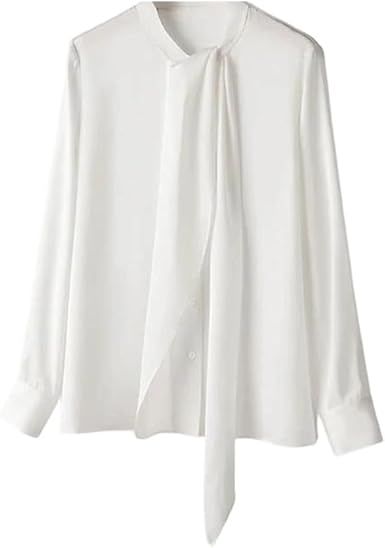 Women's Elegant Bow Tie Neck Blouse Long Sleeve Pullover Office Work Shirts
