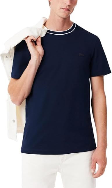 Lacoste Men's Stretch Piqué Stripe Collar T-Shirt