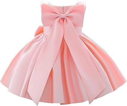Girl Flower Design Dress Sleeveless Flower Design Princess Wedding Dress for Toddler and Baby Girl