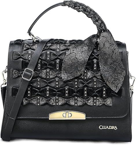 Cuadra Women Black Handbag in Bovine Leather with Cristals