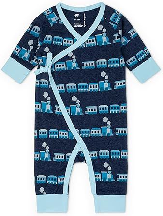 monica + andy Kimono Tie Long Sleeve One Piece, 100% Organic Baby Clothes for Girls & Boys, Preemie, Newborn & Infant