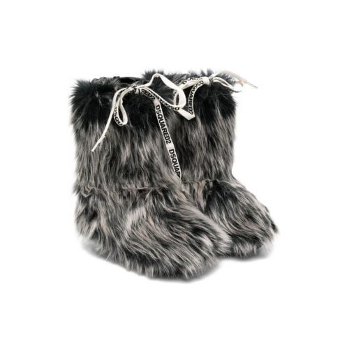 DSQUARED² KIDS DSQUARED2 KIDS Faux-Fur Lace-Up Boots - Grey