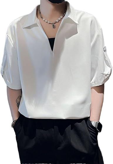 V-Neck Shirt Men's Short Sleeved T-Shirt Casual Top