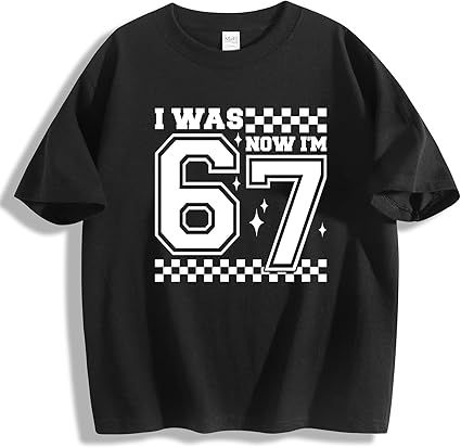 Kids I was 6 Now I'm 7 67 Six Seven 6 7 Cotton T-Shirt Tee Shirt for Boys Youth
