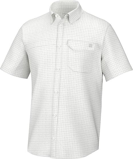 HUK - Men's Tide Point Pattern Short Sleeve Shirt, Fishing Button Down