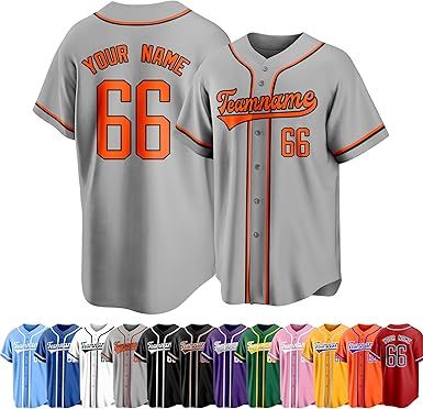 Custom Baseball Jersey Personalized Team Uniforms for Men Women Boys and Girls Add Your Name Number or Logo