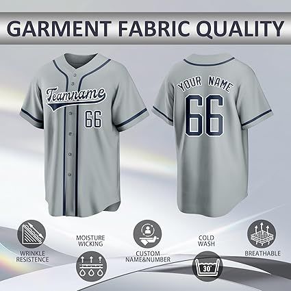 Custom Baseball Jersey Personalized Team Uniforms for Men Women Boys and Girls Add Your Name Number or Logo